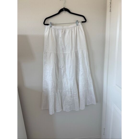 NWT Solid & Striped Addison Pleated Maxi Skirt, White, Size: L - Picture 3 of 7